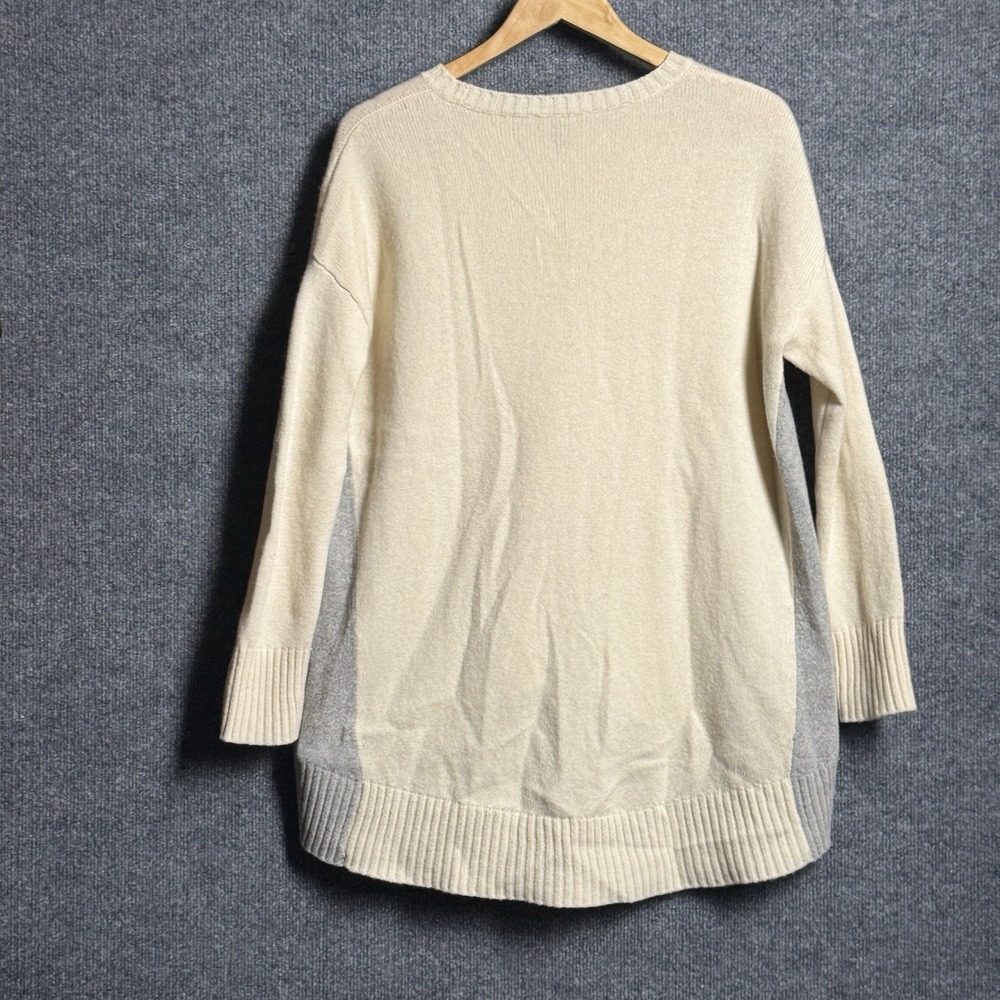 Eileen Fisher XXS XS Cream Gray Colorblock High Low Sweater Tunic Quiet Luxury - Picture 7 of 13